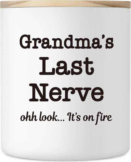 10oz Funny Grandma Candle Gifts Mothers Day Grandma Gifts from Granddaughter Grandkids, Birthday Gift for Grandma, Grandma's Last Nerve Lavender Scented Candle