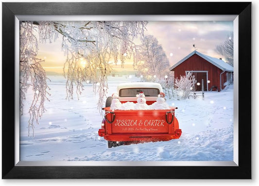 IPIC - Timeless Love Through the Seasons, Winter, Personalized Canvas Wall Art with Names, Custom Gift for Couples, Romantic Anniversary or Wedding Present for Bedroom or Living Room Decor