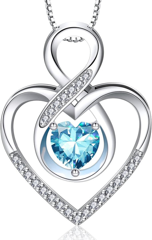 RIVIKO Infinity Heart Symbol Necklace for Women 925 Sterling Silver Love Heart Pendant Valentine's Day Mother's Day Anniversary Birthday Christmas Jewelry Gifts for Women Mom Wife Sister Her Friends