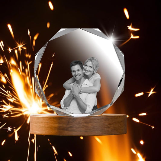 3D Crystal Photo Christmas Customized Gifts for Women Men Wife Husband Mom Her Personalized Gifts with 3D Laser Etched Engraved Inside the Crystal Using Your Photo Memorial Couples