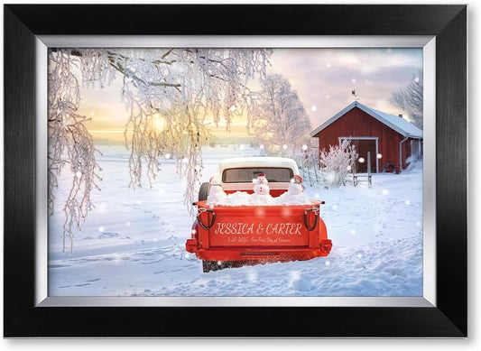 IPIC - Timeless Love Through the Seasons, Winter, Personalized Canvas Wall Art with Names, Custom Gift for Couples, Romantic Anniversary or Wedding Present for Bedroom or Living Room Decor