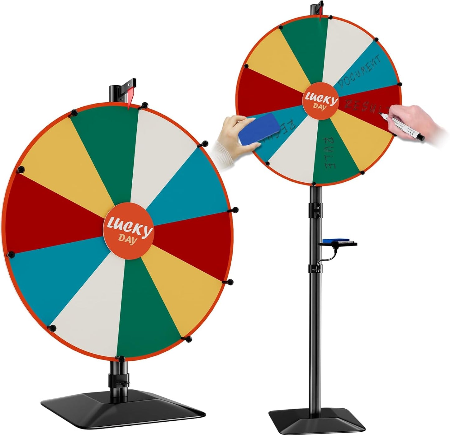 Heavy Duty Prize Wheel, 24 Inch Dual Use Prize Wheel,Adjustable Tabletop & Floor Stand, 10 Slots,1Bracket, Dry Erase Kit - Wheel of Fortune Game for Carnival, Casino & Trade Show.