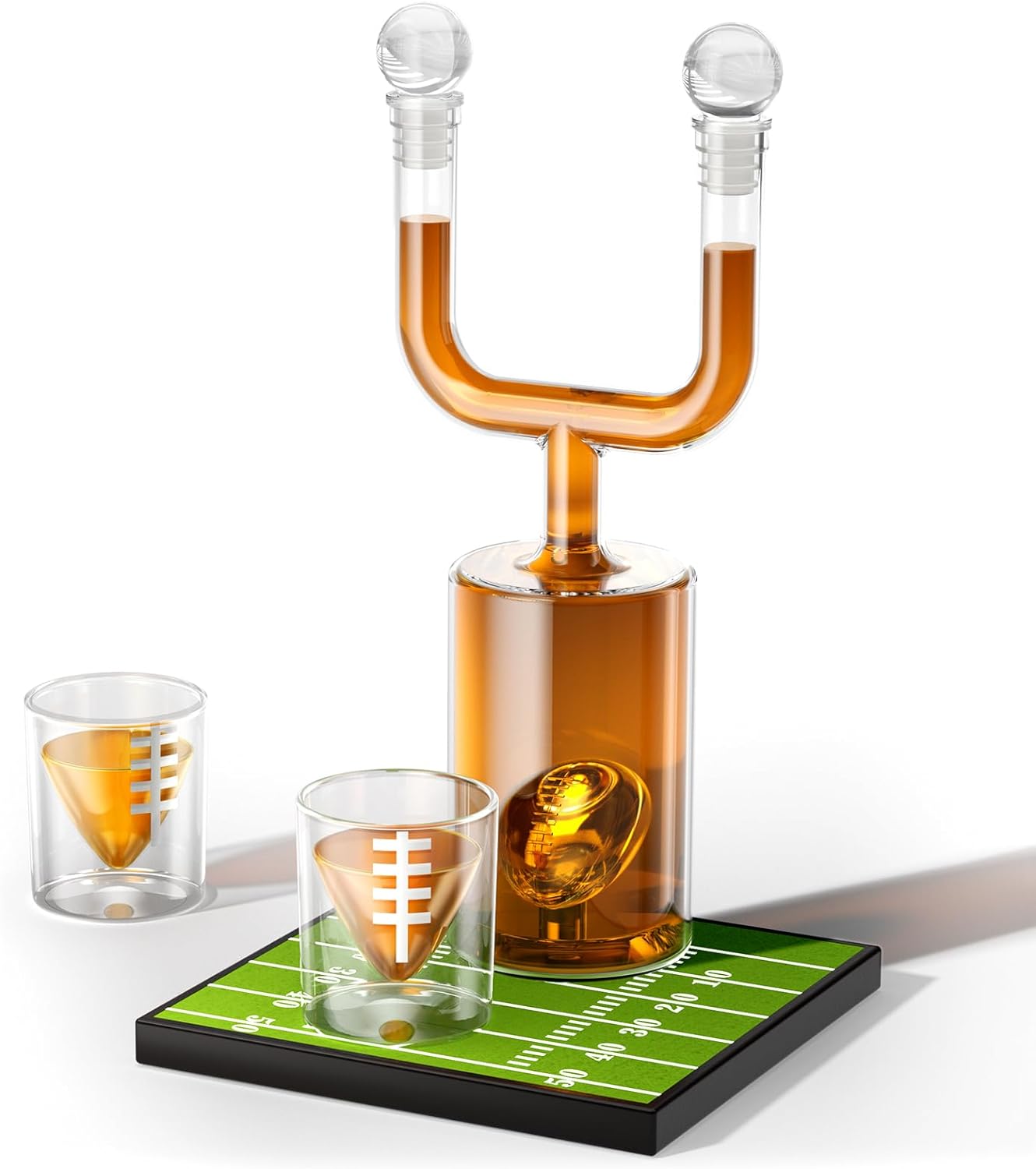 Football Gifts for Men, Kollea Whiskey Decanter Sets for Men, 28Oz Football Decanter Set with 2 Glass, Cool Anniversary Birthday Gift Idea for Dad Coach Brother Him, for Super Bowl Home Bar Party