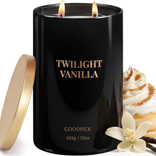 Goodpick Twilight Vanilla Scented Candles, Citrus & Floral Candles for Home, 22oz Soy Wax, 120hrs Creamy Vanilla, Relaxing Bedroom Gift