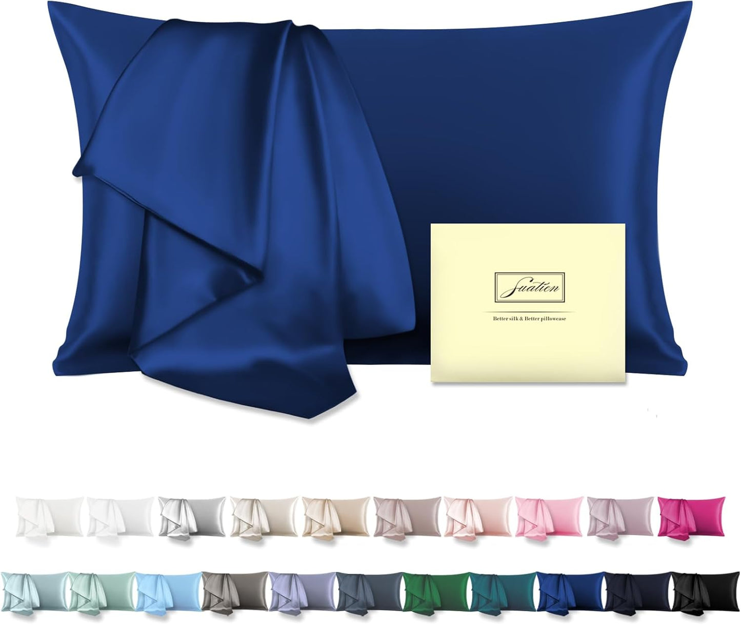 Mulberry Silk Pillowcase for Hair and Skin Pillow Case with Hidden Zipper Soft Breathable Smooth Cooling Silk Pillow Covers for Sleeping (Royal Blue, King（20"X 36"）)