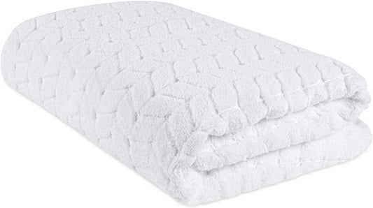 BAGNO MILANO Turkish Bath Towels, Soft Plush Jacquard Luxury Bath Towels, Quick Dry Towel Set (White, Bath Sheet)