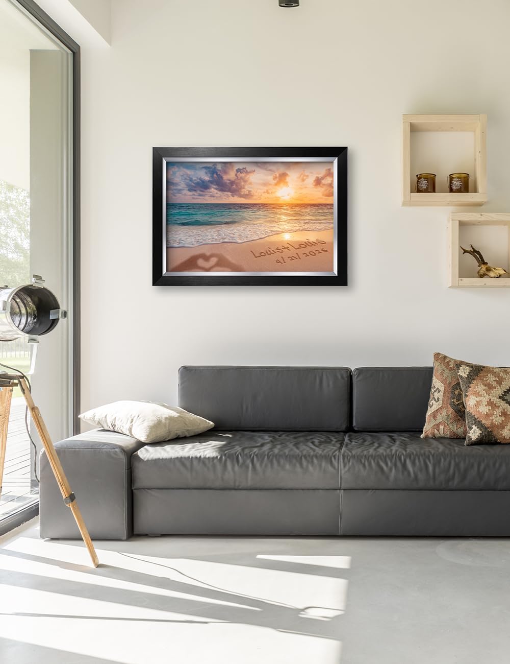 IPIC - "Forever Together Personalized Framed Wall Art, Custom Beach Scene with Name and Date in Sand, A Personalized Gift for Couple, Wedding, or Anniversary, Coastal Home Decor, Ready to Hang