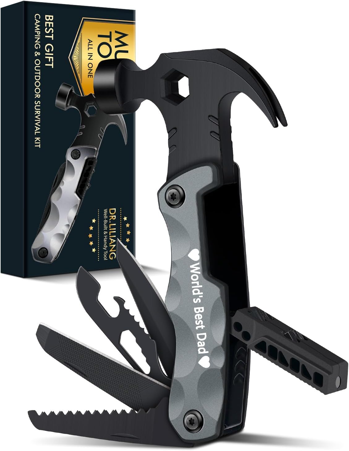 Dad Gifts for Fathers Day from Daughter Son Wife - Multitool Hammer Gifts for Men Camping Accessories 13 In 1 Survival Multi Tools Hammer Cool Gadgets for Men Adults Husband Grandpa Women Birthday