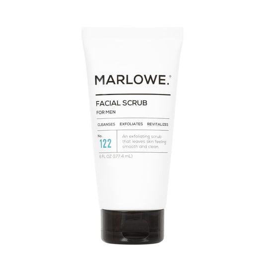 MARLOWE. No. 122 Facial Scrub 6 oz, Gentle Face Exfoliator with Apricot Seed Powder & Pumice, Cleanses & Smooths, Fresh Pine & Agarwood Scent
