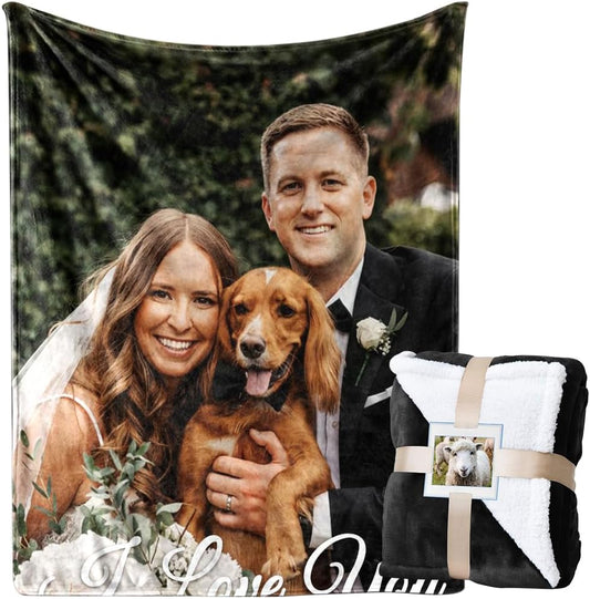 Mothers Day Blanket Gifts for Mom, Custom Sherpa Blanket with Picture Personalized Photo Throw Blanket Customized New Moms Gift from Daughter Son Husband, Birthday Gifts for Wife Grandma