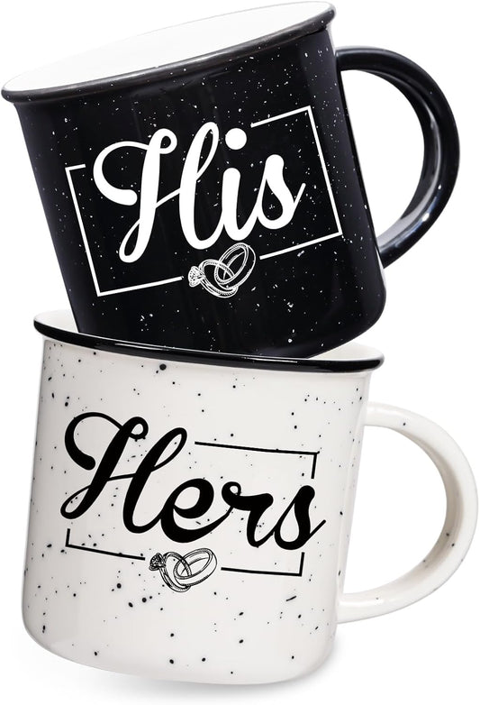 His and Hers Mugs Set Of 2 Coffee Mug 10 Ounce, Wedding Gifts, Bridal Shower Gift, His and Hers Gifts, Couples Gift for Bride and Groom, Engagement Couple Mug Cup for Him Her