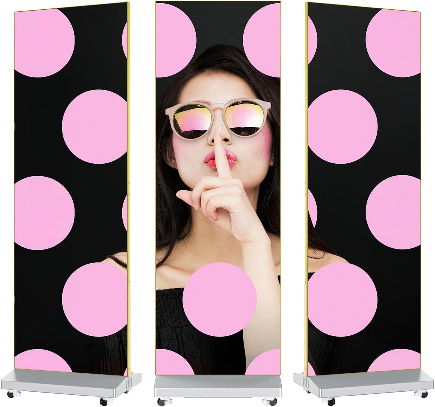 80" P1.86 Spliceable LED Screen with Flight Case, Foldable LED Digital Signage Advertising Displays Kiosk with Publishing System, Portable Digital Poster for Events and Rentals (2 Panels), Silver