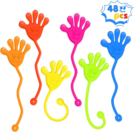 Sticky Hands Bulk 48 PCS Party Favors for Kids 4-8 8-12 Stretchy Sticky Hand Toy Halloween Goodie Bag Stuffers Fillers Treasure Box Toys for Classroom Prizes Students Gifts Birthday Party Supplies