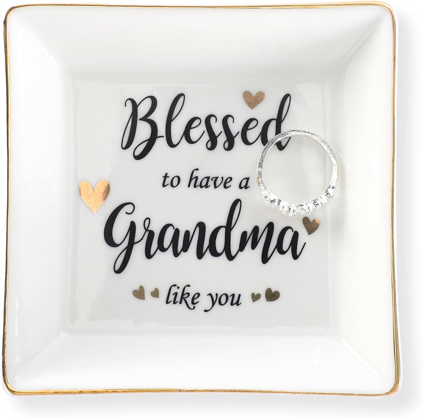 HOME SMILE Ceramic Ring Dish Jewelry Tray for Mom Sister Friends