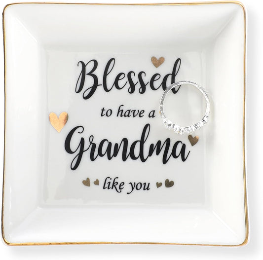 HOME SMILE Ceramic Ring Dish Jewelry Tray for Mom Sister Friends