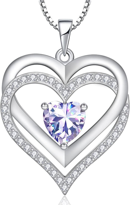 RIVIKO Infinity Heart Symbol Necklace for Women 925 Sterling Silver Love Heart Pendant Valentine's Day Mother's Day Anniversary Birthday Christmas Jewelry Gifts for Women Mom Wife Sister Her Friends