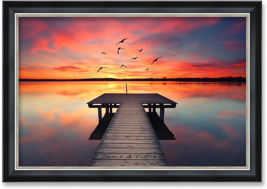 IPIC - Our Own Sunset, Personalized Ideal Gift Custom Framed Wall Art with Names and Date, Giclee Prints with Solid Wood Frame, Unique and Memorable Present. Wall Art for Home Decor.