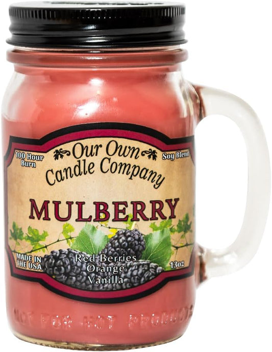 Our Own Candle Company, Mulberry Scented Mason Jar Candle, 100 Hour Burn Time, Made in The USA - 13 Ounces