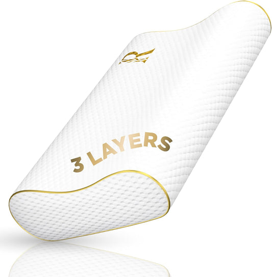 Memory Foam Pillow, King Cervical Pillow for Neck Pain, Contour Pillow, Neck and Shoulder Pain, Side Sleeper, Back and Stomach Sleeper