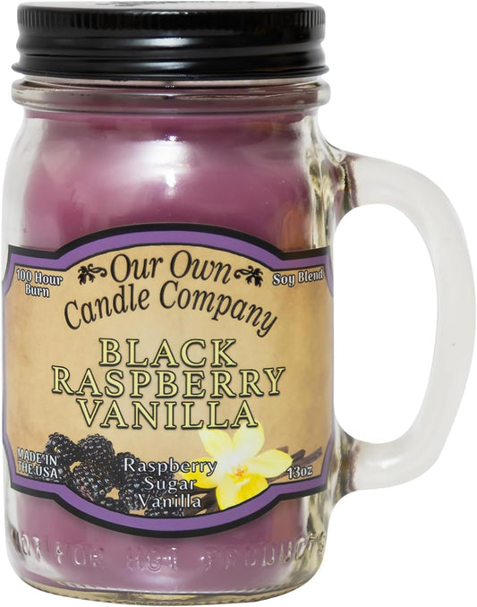 Our Own Candle Company Black Raspberry Vanilla Scented Mason Jar Candle, 100 Hour Burn Time, 13 Ounces