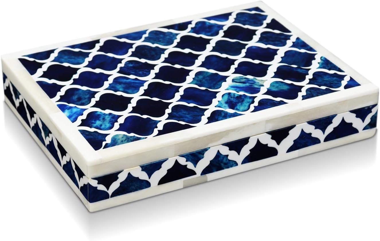 Handicrafts Home Handmade Patisserie Pattern Decorative Box - Storage Organizer, Decor Centrepiece, Memory Keepsakes, Home Decor - Boho Style Treasure Box, Multipurpose Gift - Classic, 8x6x1.5