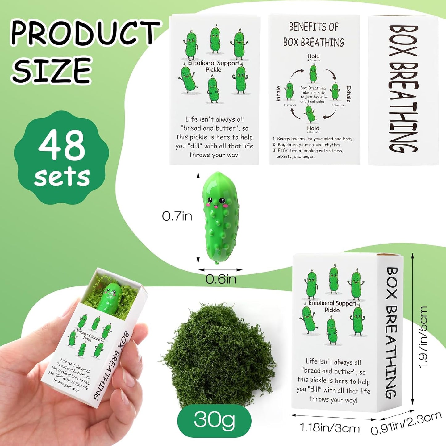 48 Sets Employee Appreciation Gifts Bulk Luminous Resin Animals Breathing Box Party Favor, Team Building Emotional Support Gifts Positive Thank You for Staff Coworkers(Pickle)