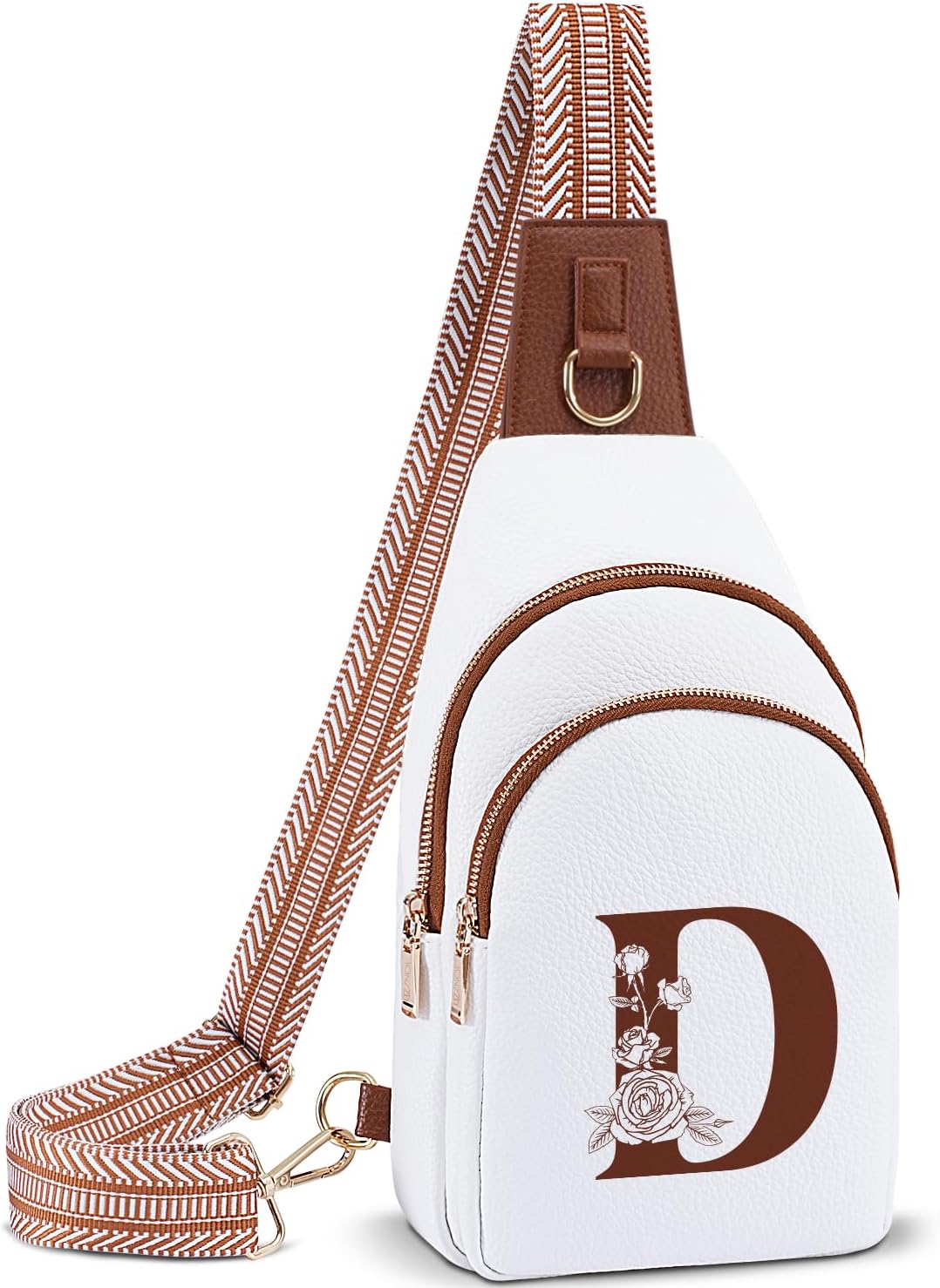 Crossbody Bag for Women Leather Sling Bags with Initial Letter Fanny Pack Chest Bag for Travel, Gift for Mom Wife
