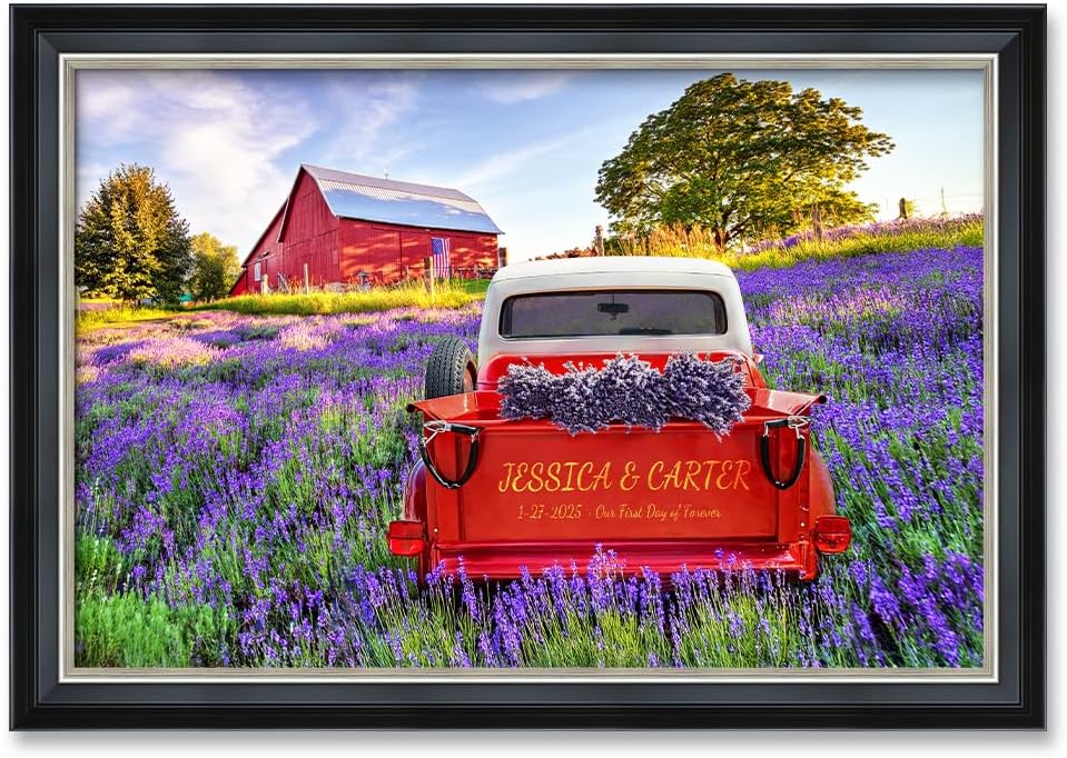IPIC - Timeless Love Through the Seasons, Spring, Personalized Framed Wall Art with Names, Romantic Gift for the Partner, Custom Artwork with Solid Wood Frame for Couples' Bedroom or Living Room