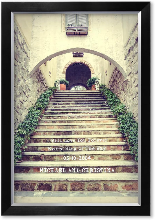 IPIC - Love You Every Step, Personalized Canvas Wall Art with Names and Date on for Home Decor, Customized Gift for Anniversary,Wedding,Birthday and Holidays.