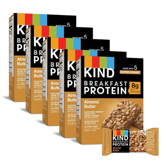 KIND Breakfast Protein Bars, Almond Butter, Healthy Snacks, Gluten Free, 8g Protein, 30 Count