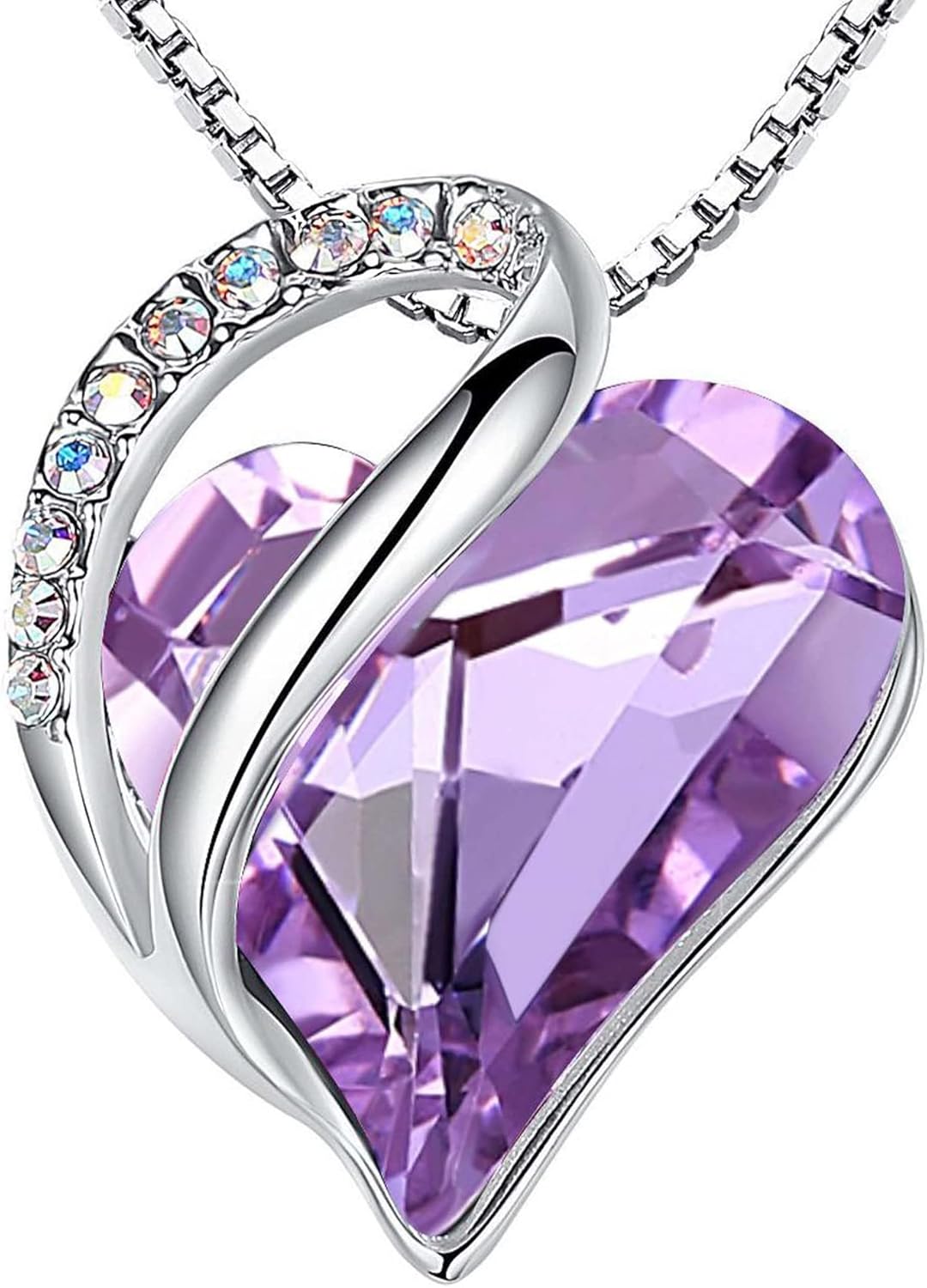 Necklaces for Women, Infinity Love Birthstone Heart Crystal Pendant, Birthday Jewelry Gifts for Her, Mom, and Wife, Silver Plated, 18 plus 2 inch Adjustable Chain