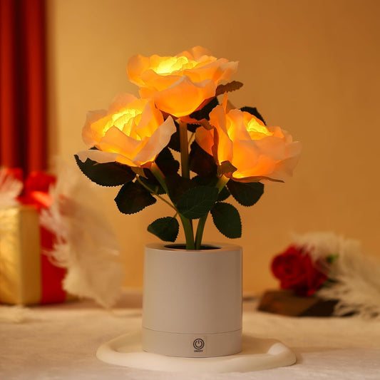 WSYEAR Forever Yellow Rose Flower Lamp Touch Lamp Gifts for Women Her Wife Girlfriend Daughter, Dimmable Rose Lamp Flower Decor for Bedroom Living Room