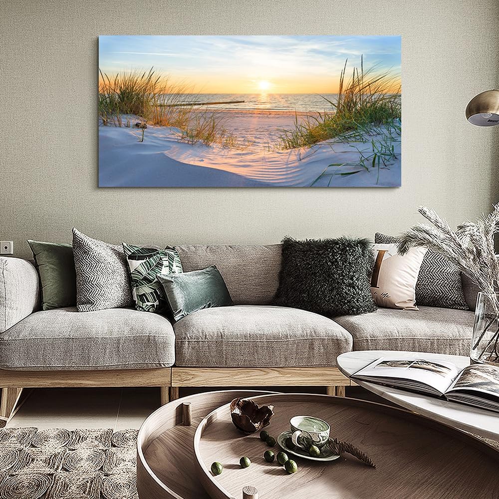 Wapluam Wall Decorations For Living Room Canvas Wall Decor For Bedroom Modern Fashion Office Wall Art Ocean Beach Wall Painting Blue Sea Landscape Pictures Artwork Canvas Prints Home Decor mural