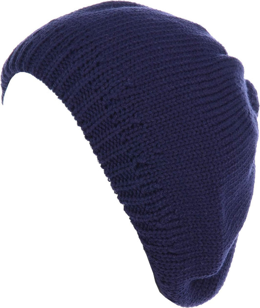 BYOS Womens Winter Cozy Cable Fleece Lined Knit Beret Beanie Hat (Set Available)