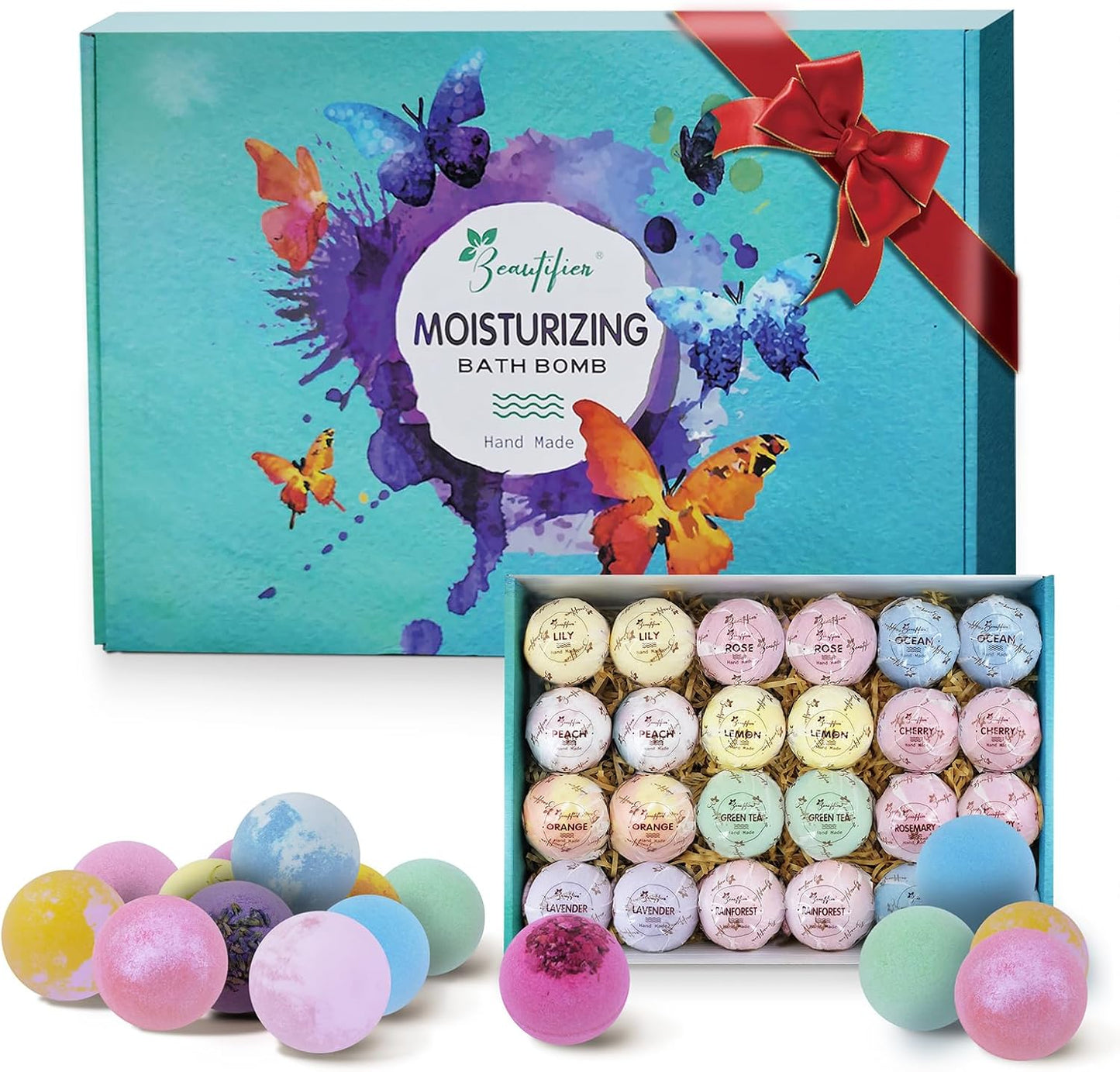 Dry Skin Moisturizer Bath Bombs Gift Set 24, with Relaxing Scents Made from Essential Oils for Bubble and Spa Bath, Handmade Christmas Gifts for Her/Him, Wife, Girlfriend