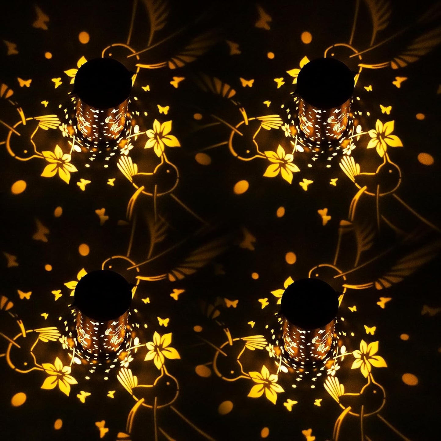 4 Pack Solar Lanterns Outdoor Waterproof Hummingbirds Birthday Gifts for Women Mom Grandma Garden Decor Metal Hanging LED Decorative Light for Patio Yard Lawn Backyard Front Porch Gardening Gifts