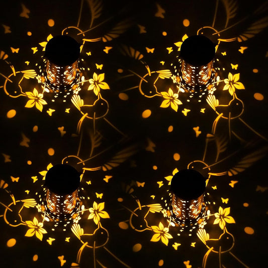 4 Pack Solar Lanterns Outdoor Waterproof Hummingbirds Birthday Gifts for Women Mom Grandma Garden Decor Metal Hanging LED Decorative Light for Patio Yard Lawn Backyard Front Porch Gardening Gifts