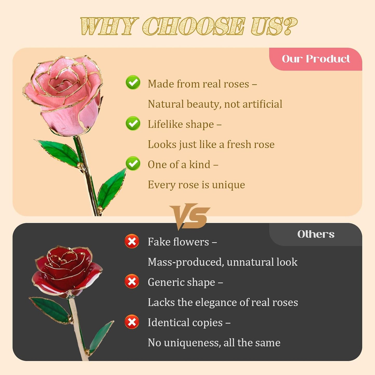 Mikasol Real 24K Gold Dipped Realistic Rose – Timeless Lifelike Bloom with Heart Puzzle Base – Romantic Pink Flower Gift for Her, Wife, Girlfriend, Mom – Birthday, Anniversary, Mother’s Day (Pink)