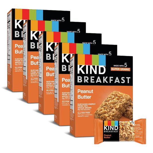 KIND Breakfast Bars, Peanut Butter, Healthy Snacks, Gluten Free, 100% Whole Grains, 5g Protein, 30 Count