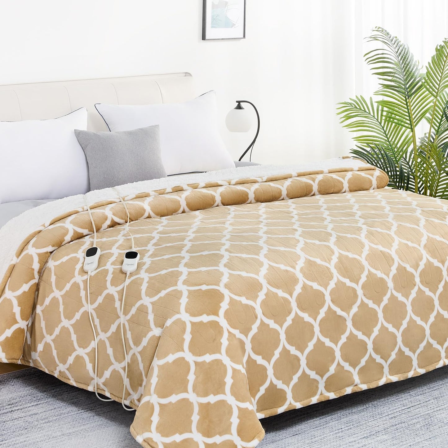 Homemate Heated Blanket Electric Queen Size - 84“x90“ Heating Blanket with 10 Fast Heat Levels 8 Hours Auto Off Ultra Soft Cozy Flannel Over-Heated Protection ETL Certification Keep Warming in Home