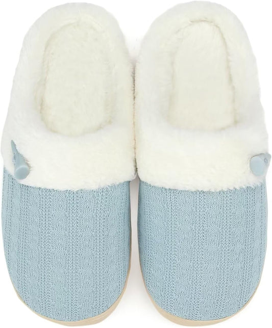 NineCiFun Women's Slip on Fuzzy House Slippers Memory Foam Slippers Scuff Outdoor Indoor Warm Plush Bedroom Shoes with Faux Fur Lining