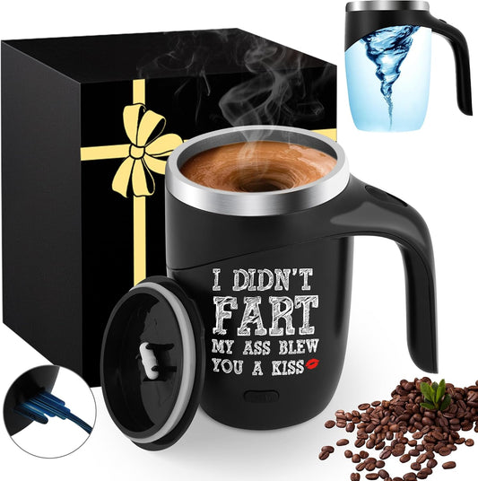 Magnetic Stirring Coffee Mug Stainless Insulated Cup White Elephant Adults 30 Christmas Useful Unique Men Prank Gag Fun Weird Novelty Dirty Secret Santa Unisex Holiday Best Cool Nice Exchange Gifts