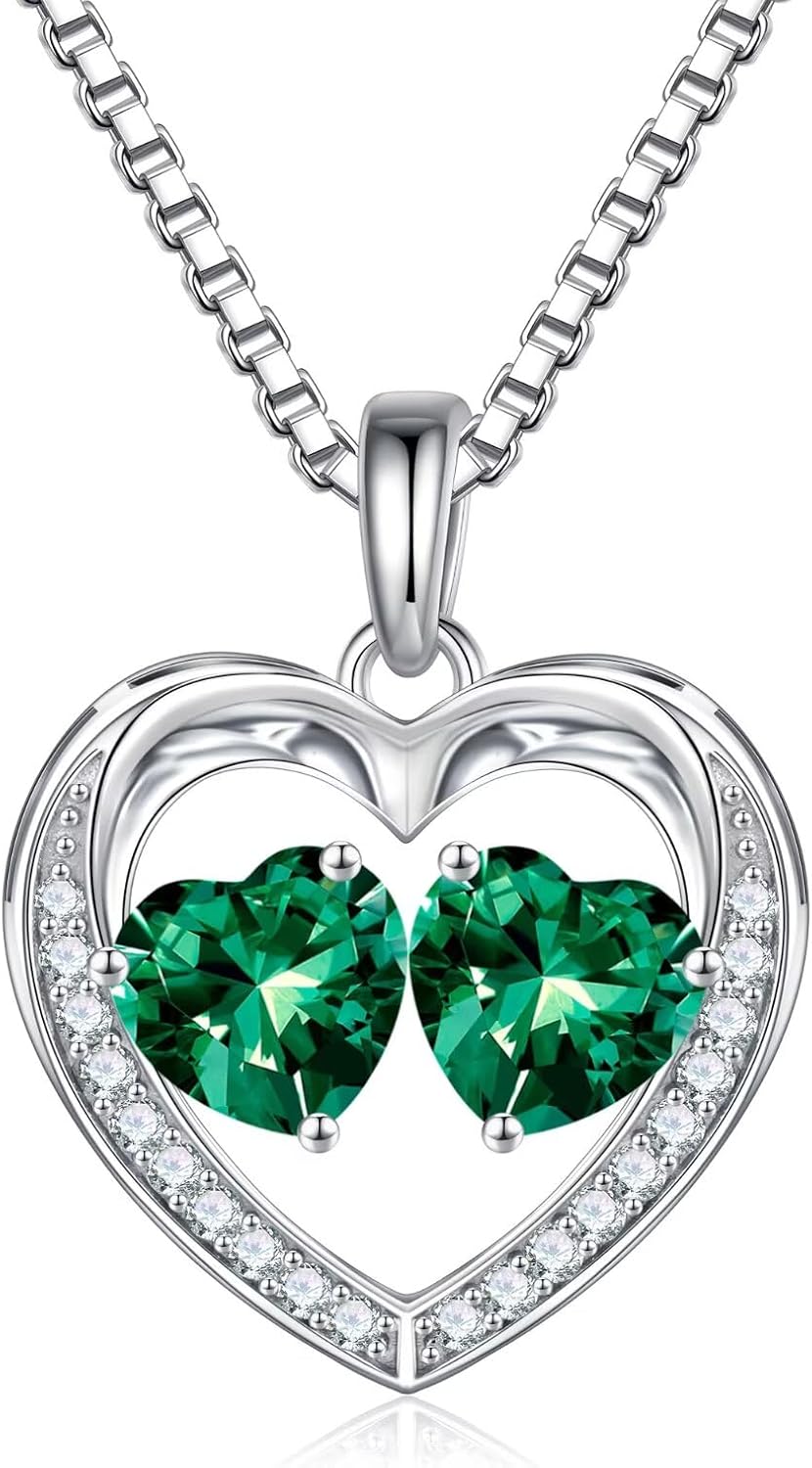 Iefil Birthstone Jewelry for Women - 925 Sterling Silver Birthstone Necklace, Anniversary Birthday Gifts for Women, Jewelry Gifts for Her Wife Mom Daughter