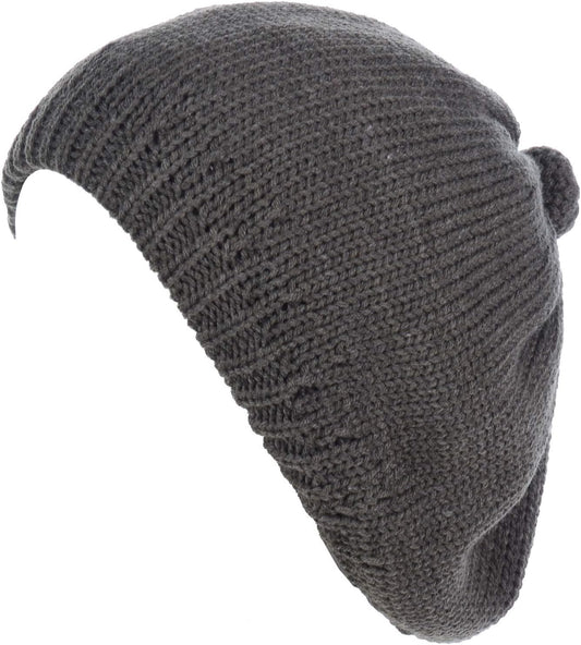 BYOS Womens Winter Cozy Cable Fleece Lined Knit Beret Beanie Hat (Set Available)