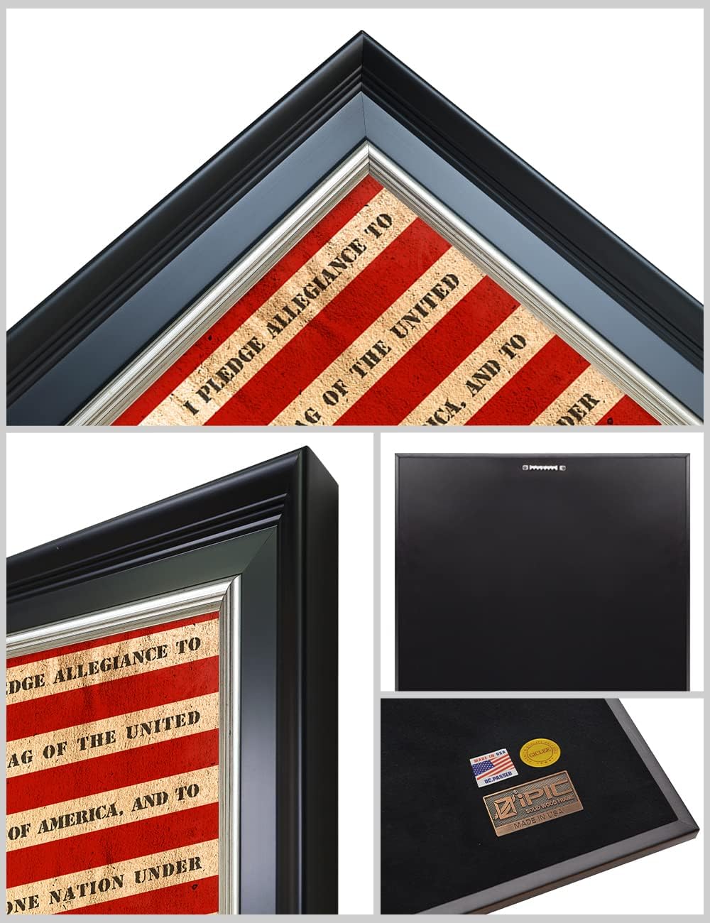 IPIC - American Flag Personalized Framed Wall Art with Names and Date on, Giclee Prints with Solid Wood Frame, Customized Gift and Memorial Gifts for Wedding Anniversary.