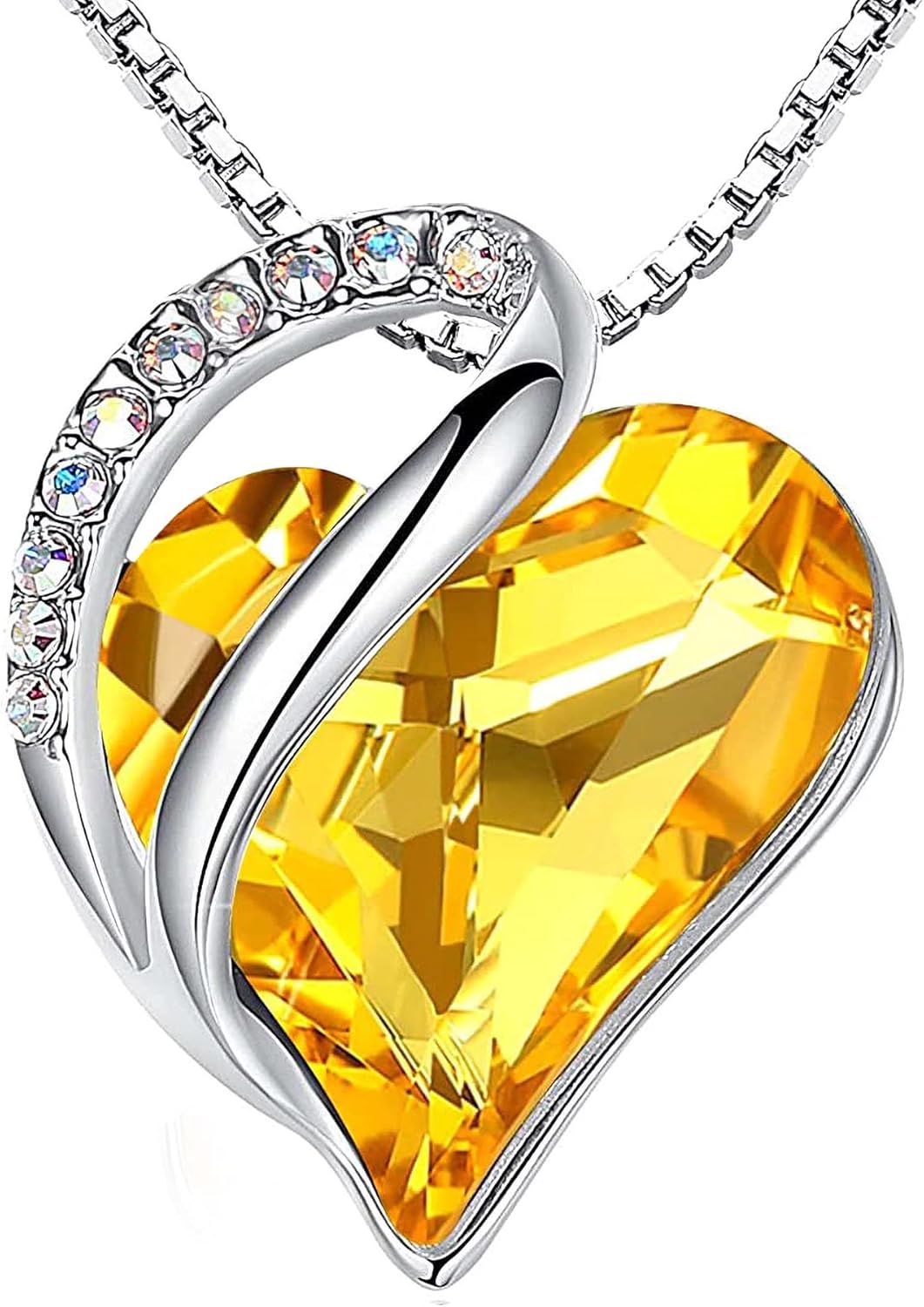 Necklaces for Women, Infinity Love Birthstone Heart Crystal Pendant, Birthday Jewelry Gifts for Her, Mom, and Wife, Silver Plated, 18 plus 2 inch Adjustable Chain