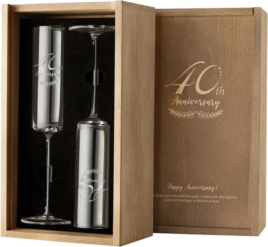 AW BRIDAL 40th Anniversary Wedding Gifts for Couple 40 Years Anniversary Champagne Flutes for Parent, Wedding Anniversary Champange Flutes Champange Glasses