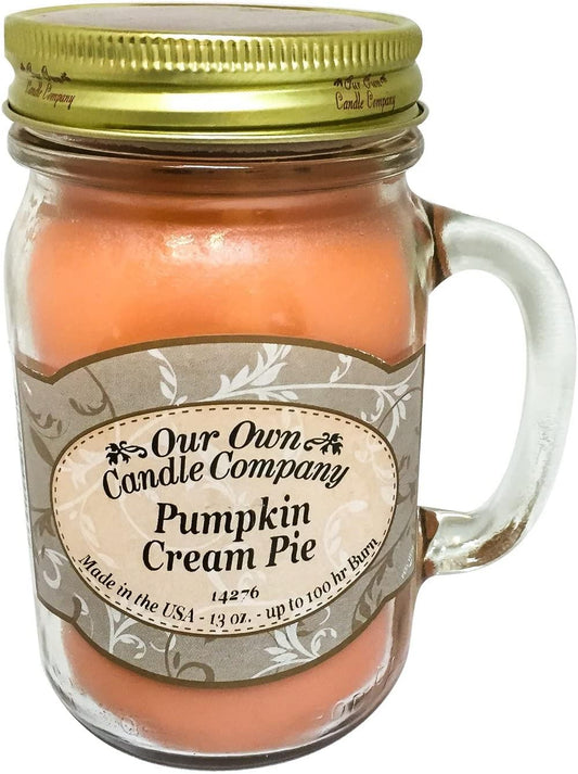 Our Own Candle Company Pumpkin Cream Pie Scented Mason Jar Candle, 100 Hour Burn Time, Made in The USA - 13 Ounces