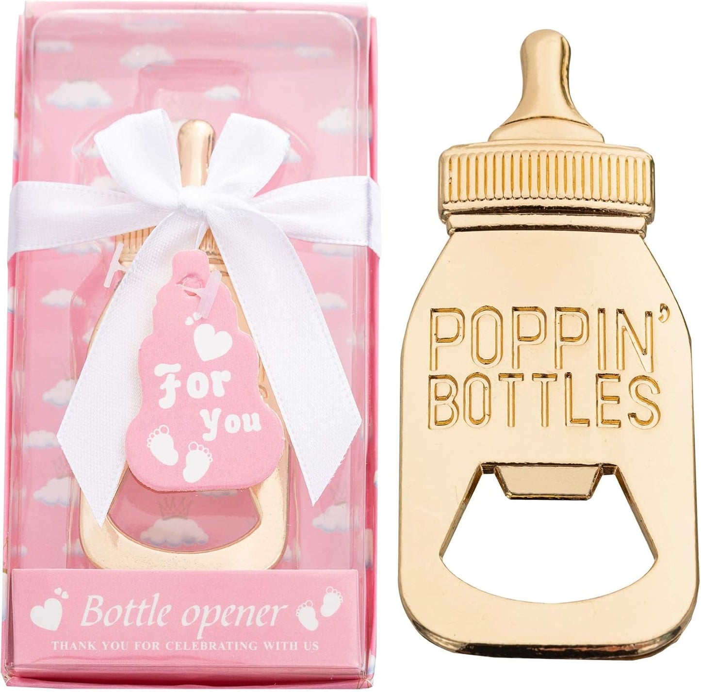 24 Packs Poppin Bottle Openers for Baby Shower Favors,Gifts,Decorations and Souvenirs (pink, 24)