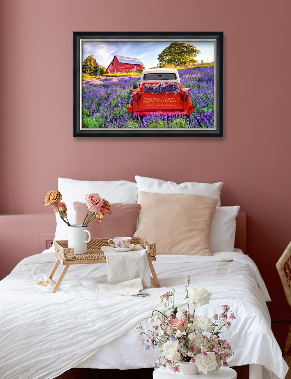 IPIC - Timeless Love Through the Seasons, Spring, Personalized Framed Wall Art with Names, Romantic Gift for the Partner, Custom Artwork with Solid Wood Frame for Couples' Bedroom or Living Room